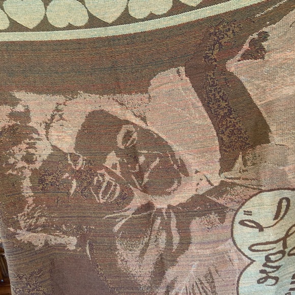 VTG I Love Lucy Lucille Ball Lucy Ricky Graphic Tapestry Woven Afghan 50" x 60" - Picture 16 of 16